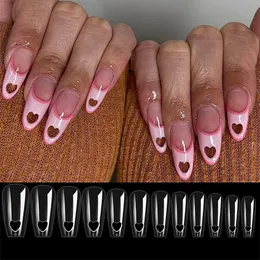 FALSE NAILS 504PCS Fashion Punch Hole Heart Artificial False Fake Nails Fantastiska mönster för naglar Nagel Tips Extensions Produkter 230715