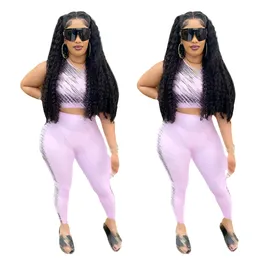 Women's Tracksuits fashion Casual Yoja sporting Tracksuit 2 Piece Set Tops and Trouse Slim Tanks Legging outfits Mujer jogging sportswear T-shirts and Pants Mujer
