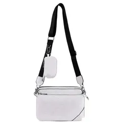 Herren Luxus Trio Dessinger Messenger Bag Frauen geprägte Umhängetasche Stylische dreiteilige Tasche Set Leder Umhängetasche mit Geldbörse Brieftasche Clutch Weiße Farbe