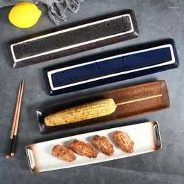 Plates Japanese Ceramic Long Plate Household Creative Sushi Professional Flat Dessert Snack Sashimi Teller