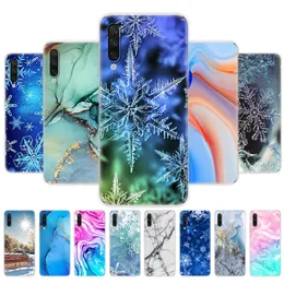 بالنسبة إلى Xiaomi Mi A3 Case Silicon TPU ، فإن حالات الهاتف الخلفية الخلفية تغطية Xiomi Coque Pumper Snow Snow Flake Winter Winter