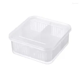 Storage Bottles Refrigerator Box Transparent Fruit Containers For Fridge Keep Fresh Organizer Drain 4 Compartments Vegetable