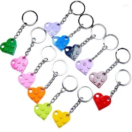 Keychains 아크릴 퍼즐 심장 빌딩 블록 우정 분리 가능한 교육 블록 인물 벽돌 열쇠 고리 선물