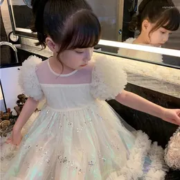 فساتين الفتاة 2023 Todder Summer Baby Clothes White Dress Princess Party Partylessless Childrens 3-8 y