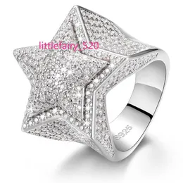 Bandringe Dropshipping Feiner Hip Hop Schmuck Iced Out 925 Sterling Silber VVS Moissanit Diamant Stern Ring für Männer Frauen