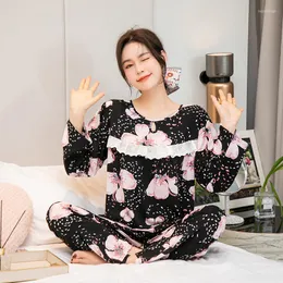 Women's Sleepwear The Two-piece Suit One-line Lace Stitching Home Wear Sweet And Lively Pajamas