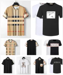 T-shirt masculina designer listras xadrez preto e branco marca Pony Print Luxury 100% algodão anti-rugas casal Street Hip Hop manga curta tamanho grande 3XL#98