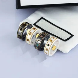Designerringe Damen Herrenringe Luxus-Bandringe Keramik Schwarz Weiß Moderinge Klassischer Ring Optionale Größe 6-11
