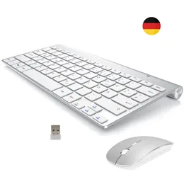 Tangentbordmuskombinationer 2.4G Wireless German Tangentboard Mouse Ultra Slim Multimedia Keyboard Mouse Combo Low Noise For Laptop Desktop Windows Smart TV 230715