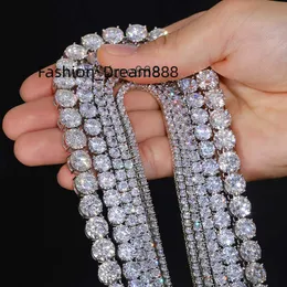 Hänghalsband fina smycken 3mm-10mm klassisk sterling sier vvs moissanite diamant kluster tennis kedja halsband för män kvinnor
