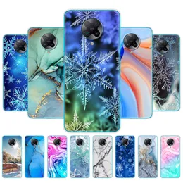 För Xiaomi Poco F2 Pro Case 6.67 "Soft Silicon TPU Back Phone Cover F2Pro Bag Marble Snow Flake Winter Christmas