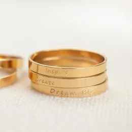 Alianças de casamento Anel personalizado Anel de nome delicado Anel de letras cheias de ouro 14k Joias Anillos Mujer Boho Minimalismo Anéis para mulheres 230715