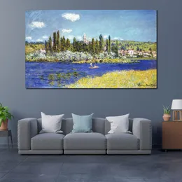 Alta qualità artigianale Claude Monet pittura a olio vetheuil paesaggio tela arte bella decorazione della parete