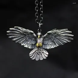 Подвесные ожерелья ретро готическая ворона доминируют по панку мужское серебряное ожерелье для ожерелья мотоциклера