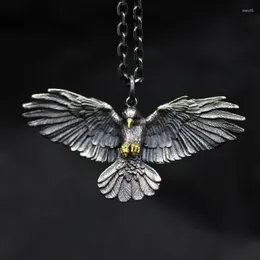 Anhänger Halsketten Retro Gothic Crow Mode Domineering Punk männer Silber Farbe Halskette Trend Motorrad Party Schmuck