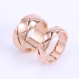 Love Rings Women Men Band Ring Designer Ring Fashion Jewelry Titanium Steel Single Grid Rings with Diamonds Par Classic Gold Silver Rose Color Valfritt storlek 5-11