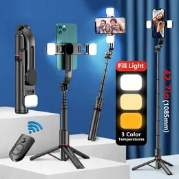 L12D Kablosuz Selfie Stick Tripod Stand Katlanabilir Monopod GoPro Action Kameralar Akıllı Telefonlar Denge Sabit Çekim Yaşam