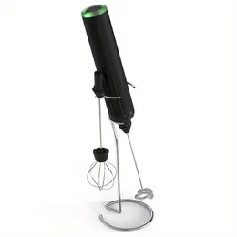 5st Ny Electric Milk Frother USB Laddning Frother Handhelda Egg Beater Mini Mixer Foamer (Electric Milk Frother, USB Charging Cable, Stand, Rörande huvud,