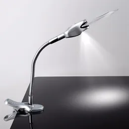 2 5x 90mm 4x 21mm 2 LED-lampa Magnifier Clip-On Desk-bord Förstoring Glas Loup Hållbara Optiska instrument Magnifier284E
