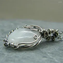 Chains Cabochon Leaf Rattan WaterDrop Necklace Artificial Gems Antique Teardrop Moonstone Pendant Exquisite Choker