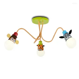 Ceiling Lights Novelty LED White Bulb Cartoon Animal Monkey Zebra Giraffe Children Kids Bedroom Room Lamps Hang XUYIMIMG