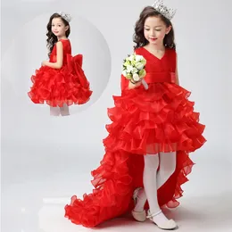 Girl's Dresses Summer Trailing Flower Girl Dress Elegant Party Wedding Birthday Ball Gown Bridesmaid Dress Bow-knot Princess Kid Clothes 8 10 Y 230715