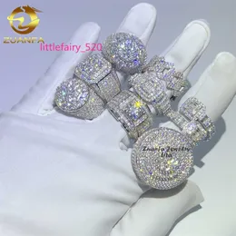 Полосы кольца Новое прибытие прекрасные ювелирные изделия 925 Серебряное серебро с бриллиантовыми хип -хоп мужчина Moissanite кольцо