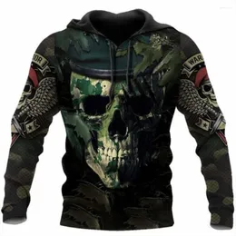 Men's Hoodies Autumn ArmyGreen Skull Pattern Men's Sweatshirts Fashion Camouflage Soldier Clothes Outdoor Sports Pullover Oversized