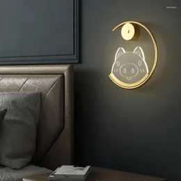 Lampa ścienna nordycka pokój dziecięcy kreatywna dioda LED dla dziewcząt sypialnia studiowanie korytarza do korytarza dekoracyjna kinkiet śliczne światło