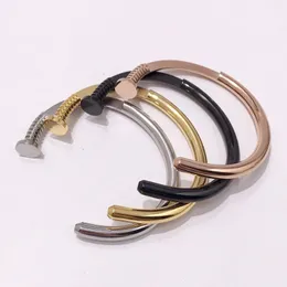 Fashion Jewelry Bracelet Independent Design Style European and American Men's Screw Cut Rough Titanium Steel Bracelet