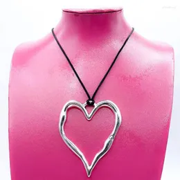 Anhänger Halsketten Koreanische Mode Unregelmäßige Große Liebe Herz Anhänger Halskette Für Frauen Nette Süße Einfache Ästhetische Seil Kette Schmuck