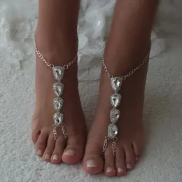 Anklets Stonefans 2pcs Boho Barefoot Sandals anklet 보석 여성 신부 손가락 발가락 발가락 발 사슬 액세서리 230715