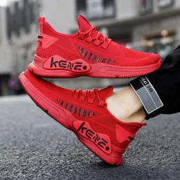 أحذية Kene Running Mens Mense Mesh Sneakers Youth Dressual Trainers Black Gray Red Big Big 39-47