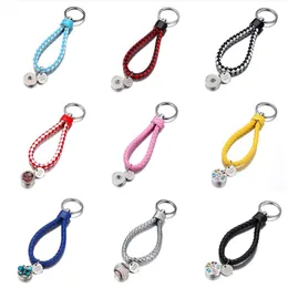 Keychains Lanyards Fashion 10st Pu Twist Leather Snap Key Chains 18 Färger Simple Fit Diy 18mm Snap Button Diy Jewelry Wholesale PJ8001 230715