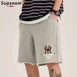 Herr shorts supzoom 2023 ankomst mode mönster sommarbrev tryckt byxor avslappnad elastisk midja lösa män bomullskortshorts