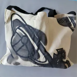 Drukowana torebka na płótnie Biała duża moda Moda prosta torby ochrony środowiska w torbie na zakupy pojedyncze ramię