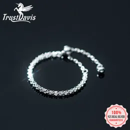 Trustdavis Real 925 Sterling Silver Fashion Cute Babysbreath Chain Ring Sizable For Women Wedding Party Fine S925 Jewelry DB1024