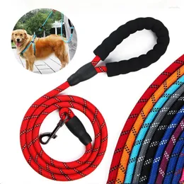 犬の襟ナイロンリーシュナイトリフレクティブソフトハンドルトレーニング安全リースロープ150/200/300cmラブラドールゴールデン用品