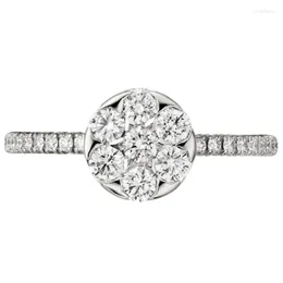 Anelli a grappolo 14K Au585 Anello in oro bianco Donna Anniversario di matrimonio Fidanzamento Diamante rotondo Moissanite Elegante Trendy Romantico Carino