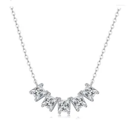 Kedjor 925 Sterling Silver D Färg Moissanite Parhängen 40-45 cm Justerbart kvinnors halsband Luxur Designer smycken