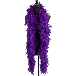 Bufandas de 2 metros de felpa con plumas de pavo, raya de ajuste de piel teñida suave para Diy 57BD