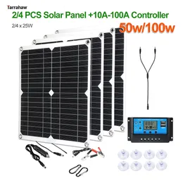 기타 전자 장치 50W 100W 100W 태양 에너지 시스템 전력 생성 태양 광 패널 PV 세포 5V USB 18V DC 출력 휴대용 충전 vovoltaic 플레이트 키트 230715