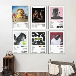 Płótno malowanie albumu muzycznego Covers Rapper Hiphop Singer Album Plakat Poster Wall Art Pictures Boy's Room Bar Decor W06