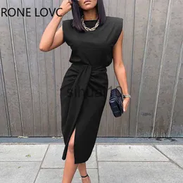 Women's Two Piece Pants Women Sold Sleeveless Top Slit Twisted Midi Skirt Set Elegant Fashion Chic Dress J230717