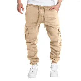 Men's Pants Solid Color Cargo Multi Pocket Pantalettes Loose Training Leggings Exercise Men Trousers Sportswear Pantalones Hombre