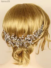 Trendy Gümüş Düğün Rhinestones Kafa Bantları Kristal El Yapımı Gelin Başlıklar için Başlıklar Tiara Gelin Saç Takı Saç Bandı L230704