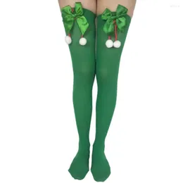 Женские носки 1 пара сексуальные анти-коринк защищать ногу рождественские чулки коленные носки создать атмосферу