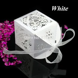 전체- 새로운 200pcs 세트 Love Heart Wedding Party Favor Table Sweets Candy Boxes with Ribbon 7 Colors304N