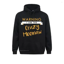 Herren-Kapuzenpullover „I Am The Crazy Meemaw“-Shirt, lustig, niedlich, passendes Geschenk, langärmelige Herren-Sweatshirts zum Erntedankfest, modische Kapuzen