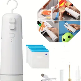 1 peça seladora a vácuo, máquina seladora a vácuo para alimentos com sacos Sous Vide, seladora mini-saco e seladora de alimentos, seladora a vácuo portátil elétrica com cortador, seladora 4 em 1 para alimentos